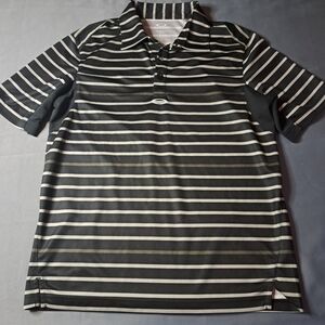 Oakley Golf Shirt Men's Size Small Black White Striped Performance Polo Tee